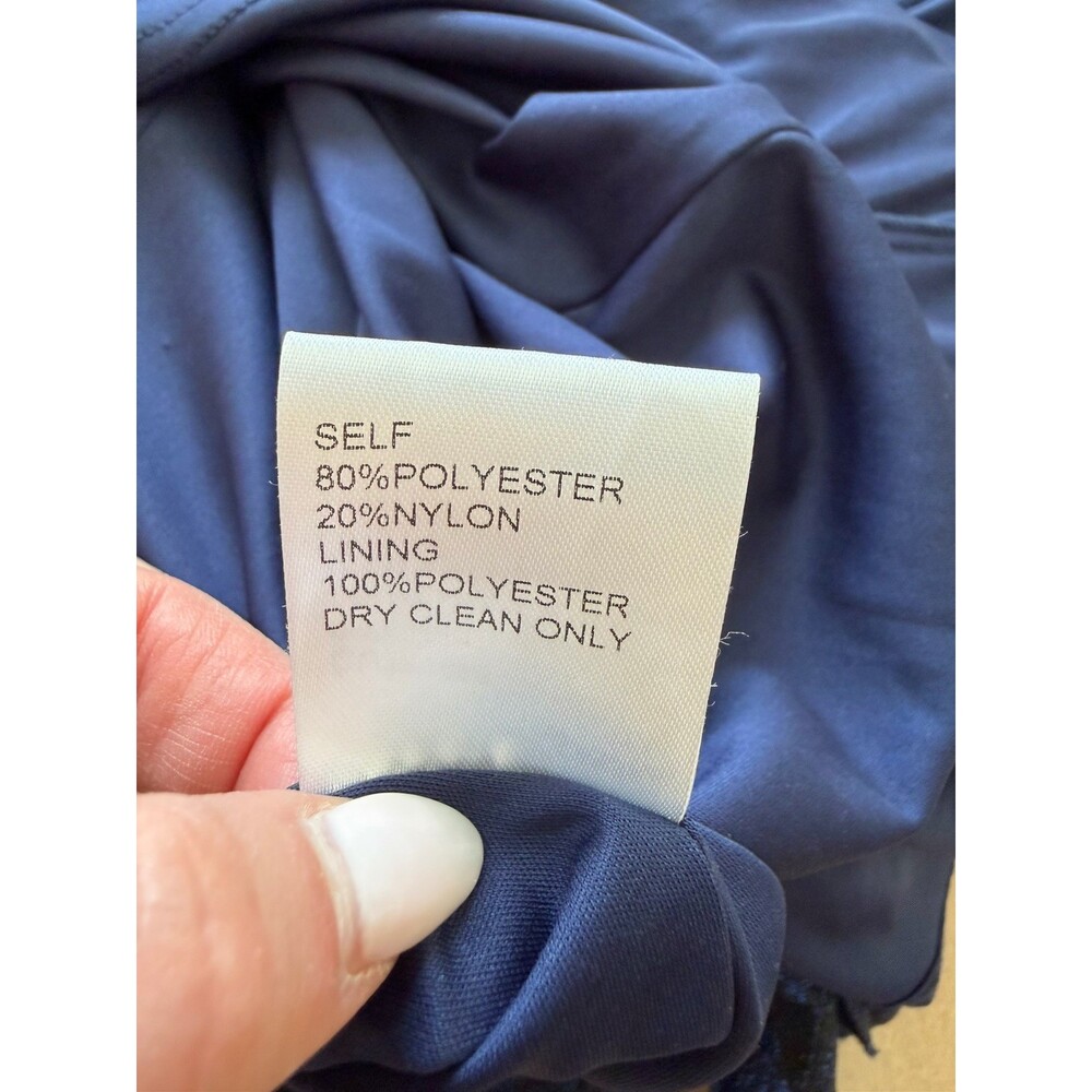 Tadashi Shoji Embroidered Floral Off-The-Shoulder Midi Dress Blue Black Size 14 - Picture 10 of 10